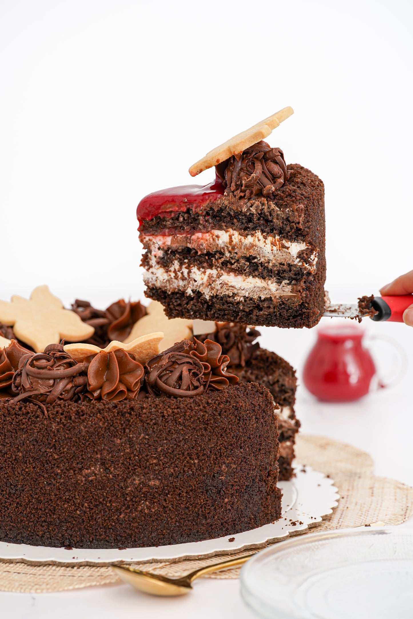Torta de chocolate y frambuesas