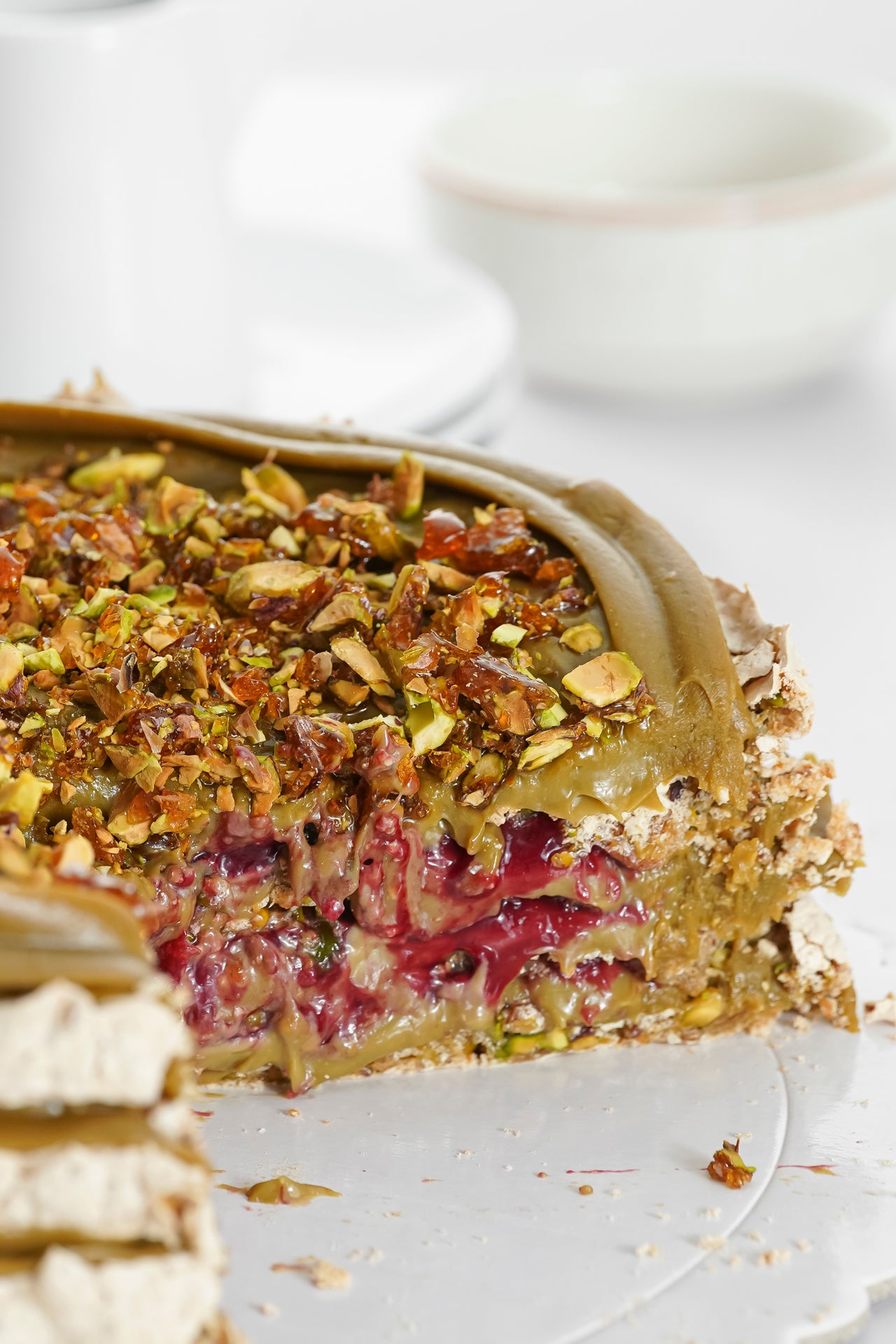 Turrón de pistacho y frambuesas