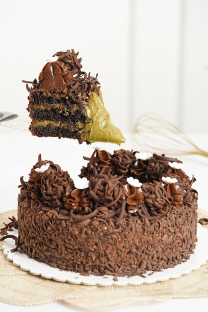 Volcán de chocolate y pistacho