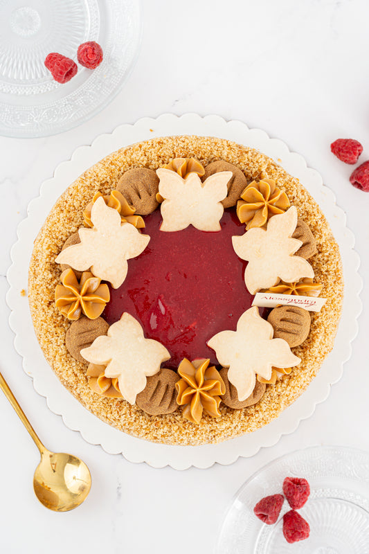 Torta de vainilla y frambuesas