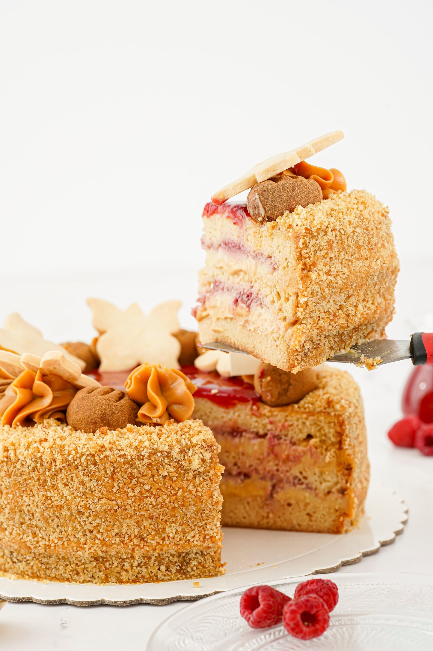 Torta de vainilla y frambuesas