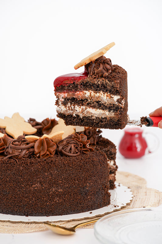 Torta de chocolate y frambuesas