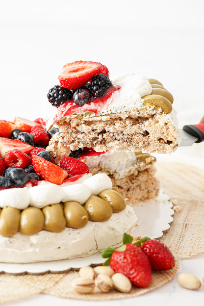 Pavlova de pistacho y frambuesa