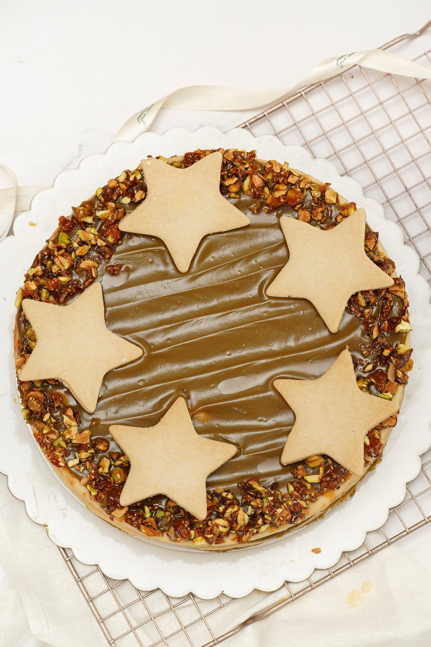 Torta alfajor pistacho navideño