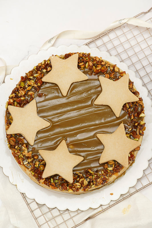 Torta alfajor pistacho navideño