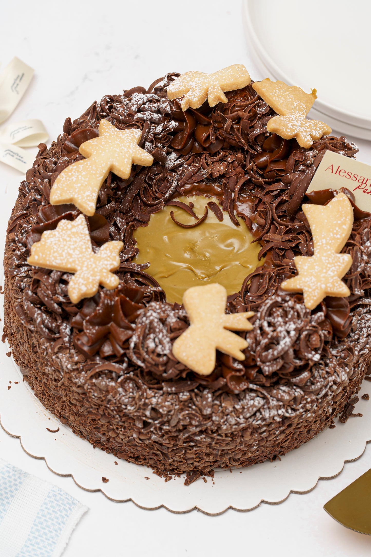 Volcán de pistacho y chocolate Navideño