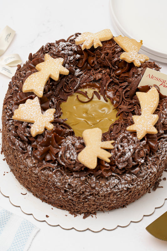 Volcán de pistacho y chocolate Navideño