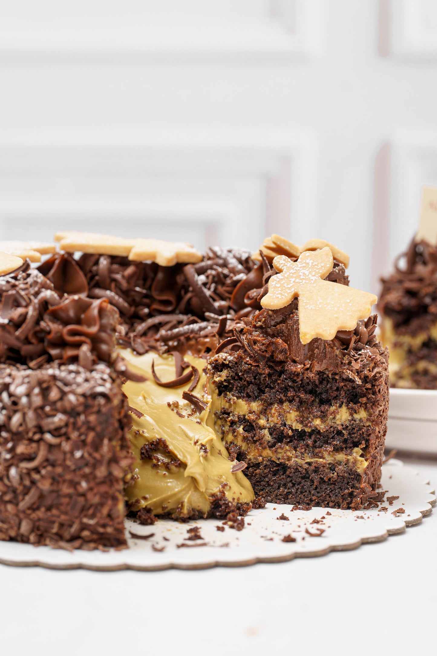 Volcán de pistacho y chocolate Navideño