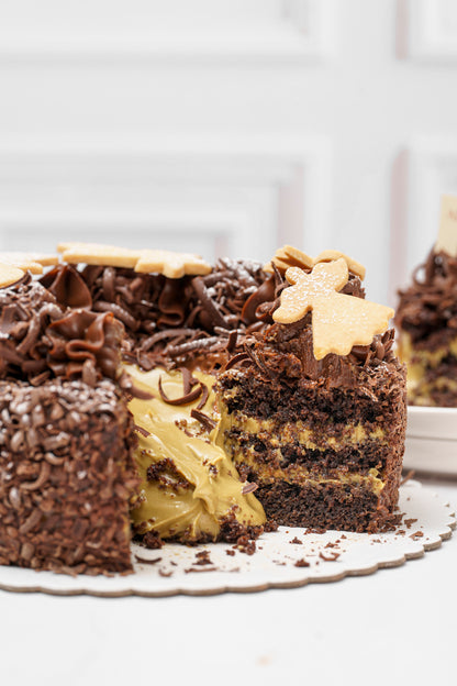 Volcán de pistacho y chocolate Navideño