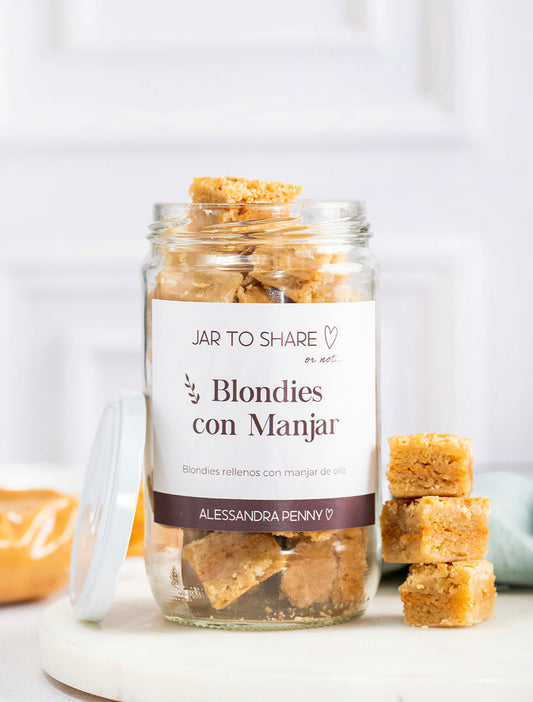 Fudgy Blondies con Manjar in a Jar