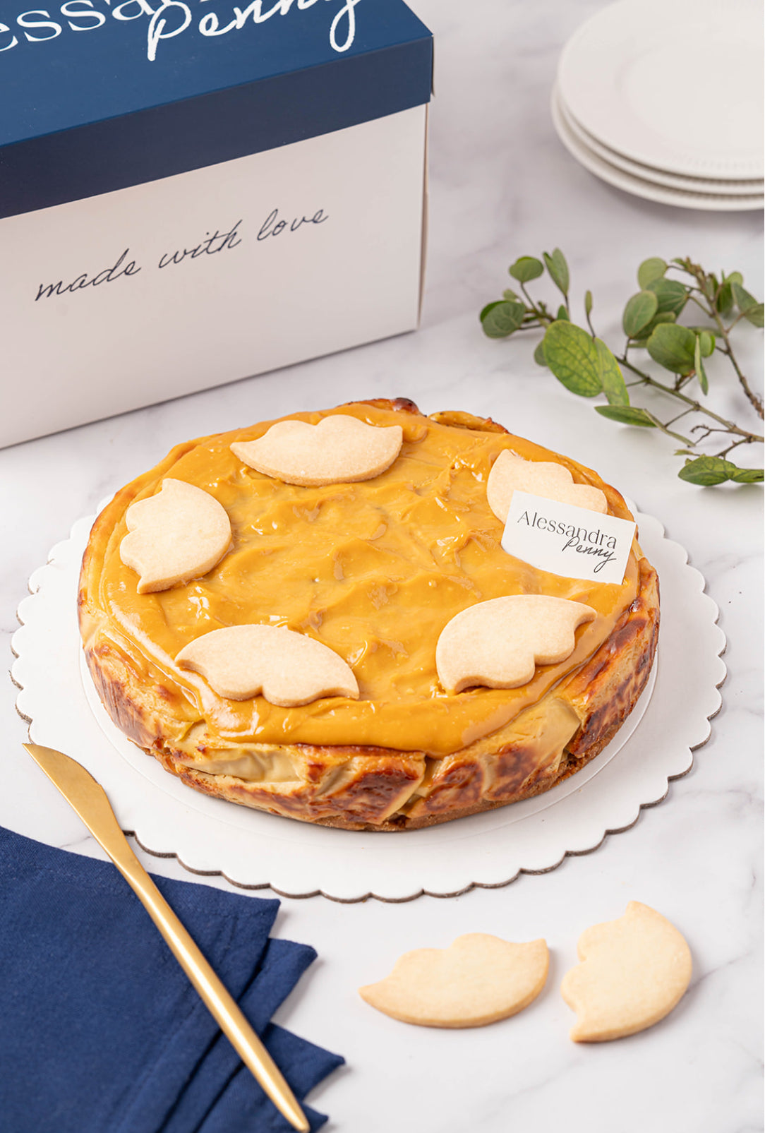 Tarta de queso de lúcuma