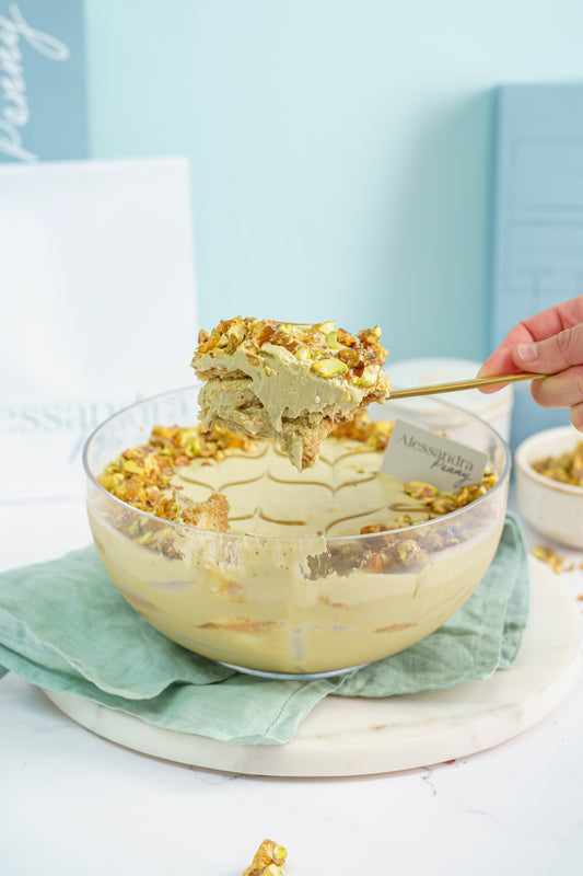 Tiramisú de pistacho en bowl