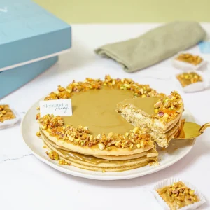 Torta de alfajor con pistacho